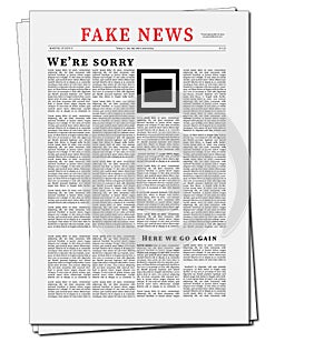Fake News Newspaper Illustration. Flat Design of Newspaper with Fake News Headline.