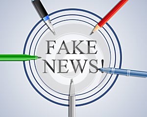 Fake News Pens Means Falsehood 3d Illustration photo