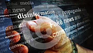 Fake news propaganda conspiracy theories disinformation manipulation news titles illustration