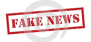 Fake news red stamp photo