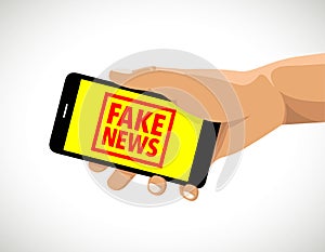 Fake news rubber stamp cell phone