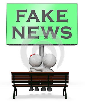 Fake News Sign Means Misleading 3d Illustration