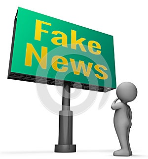 Fake News Sign Means Misleading Information 3d Illustration