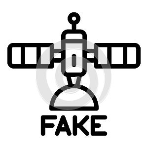 Fake news space satellite icon, outline style