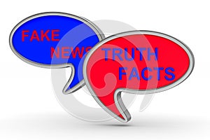 Fake news. talk balloon on white background. Isolated 3D illustration
