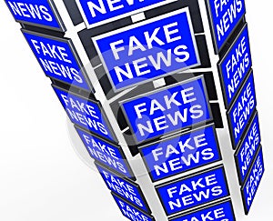 Fake News Tv Screens Means Misleading 3d Illustration