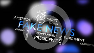 Fake news word cloud means hoax or disinformation - video animation