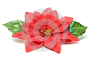 Fake poinsettia with two leaves top