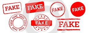 fake rectangle and circle red rubber stamp label sign false hoax scam information