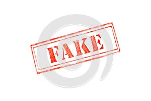 `FAKE` rubber stamp over a white background