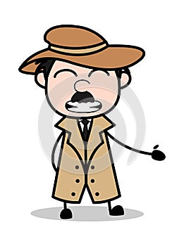 Fake Smile - Retro Cartoon Police Agent Detective Vector Illustration