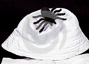 Fake Spider On White Bucket Hat