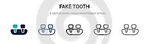 Fake tooth icon in filled, thin line, outline and stroke style. Vector illustration of two colored and black fake tooth vector