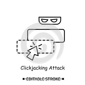 Fake url icon. Clickjacking web link hacker attack simple line vector illustration
