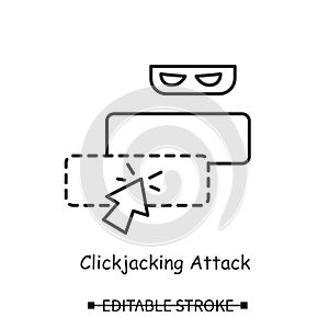 Fake url icon. Clickjacking web link hacker attack simple line vector illustration photo