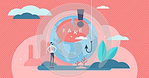 Fake vector illustration. Flat tiny false cheat information persons concept