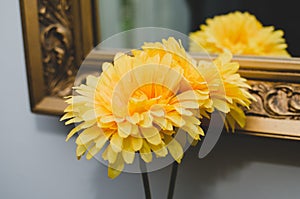 A fake yellow flower decoration