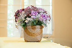 The faked purple flower on vase