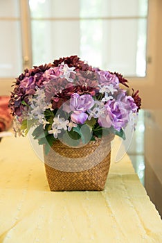 The faked purple flower on vase