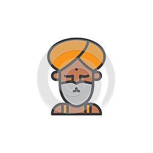 Fakir circus actor filled outline icon photo
