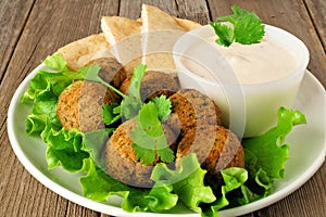 Falafel with pita and tzatziki