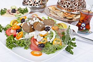 Falafel Salad with Pita and Hummus