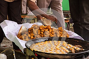 Falafel seller in a market in Khartoum, Omdurman Souq photo