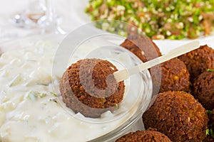 Falafel with Tzatziki and Tabbouleh