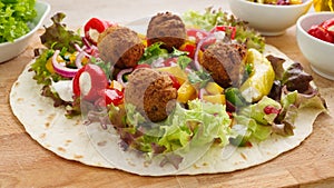 Falafel wrap with veggies