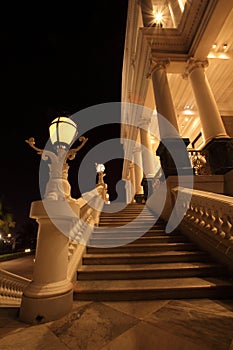 Falaknuma Palace entrance at night