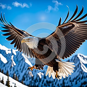 Falcon flying in mountains