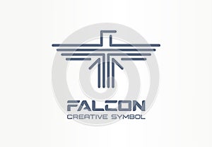 Falcon, hawk spread wings eagle creative symbol concept. Freedom, predator, wildlife abstract business logo idea. Bird photo