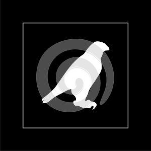 Falcon icon isolated on black background