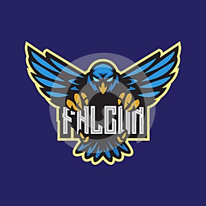 Falcon mascot vector e sport logo template