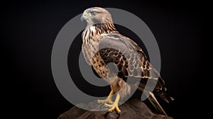 Falcon Perched On A Boulder: A Taxidermy-inspired Art Piece