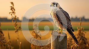 Glowing Falcon: Stunning 8k Resolution Photo Of A Happy Bird In A Field photo