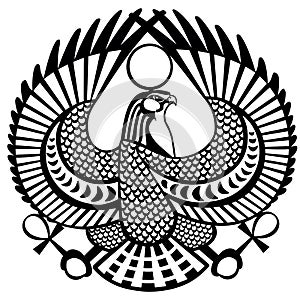 Falcon symbol of Horus black white