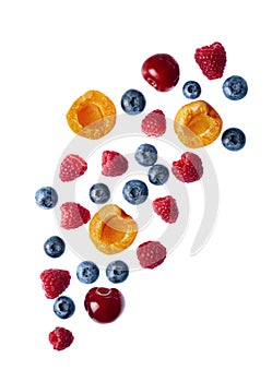 Faling fruits with berries
