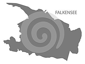 Falkensee city map with boroughs grey illustration silhouette shape