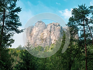 Falkenstein sandstone rock at the Schrammsteinen massive