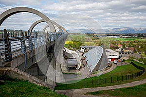 Falkirk Wheel boat lift with a caisson full of water