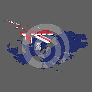 Falkland Islands (Islas Malvinas) vector illustration flag and map logo design concept detailed photo