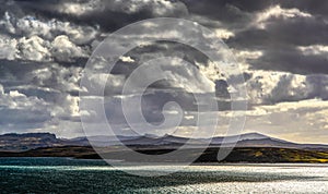 Falkland Islands,Malvinas sun shining through dramatic clouds