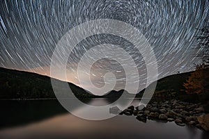 Star Trail Acadia National Park in Autumn