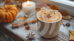 fall aromas, the aroma of pumpkin spice lattes and cinnamon candles signals the arrival of autumn, creating a warm and photo