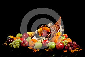 Fall arrangement of fruits and vegetables