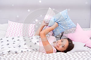 Fall asleep as fast as possible. Fall asleep faster and sleep better. Healthy sleep. Sweet dreams. Girl happy child lay