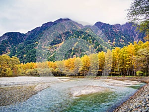 Fall Autumn color of Japan Alps area