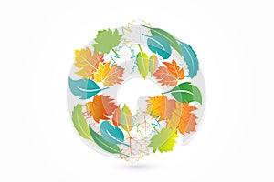 Fall autumn wreath of colorful leafs symbol logo vector