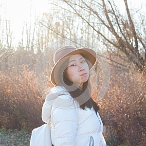 Fall,autumn young asian lovely girl